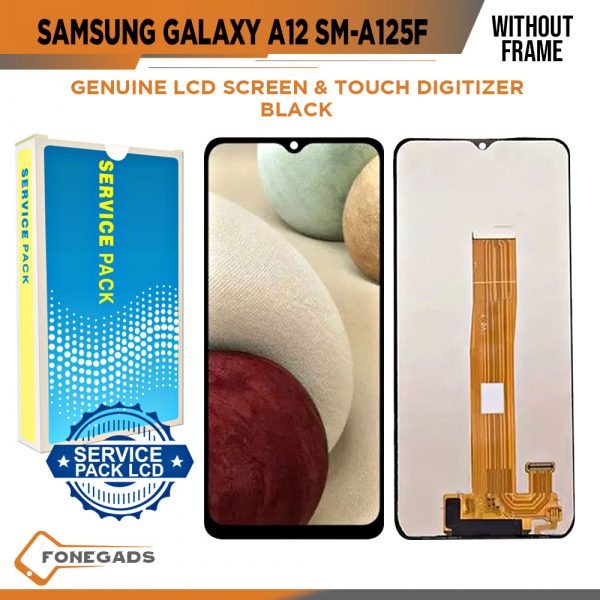6A Samsung Galaxy A12 SM A125F Black Without Frame Genuine LCD Screen Digitizer